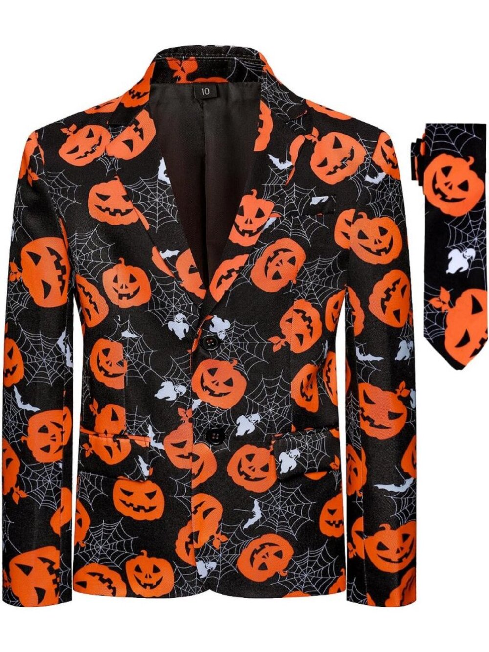 Stylish 2-Piece Boys Halloween Blazer Set with Tie - Perfect for Dress-Up
